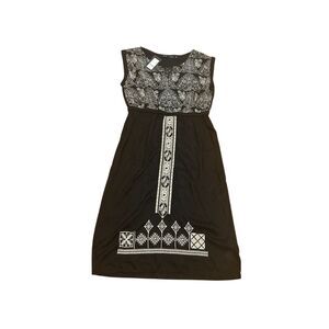 Splash NWT sz 14 black cream embroidery summer dress resort indie boho‎ vacation